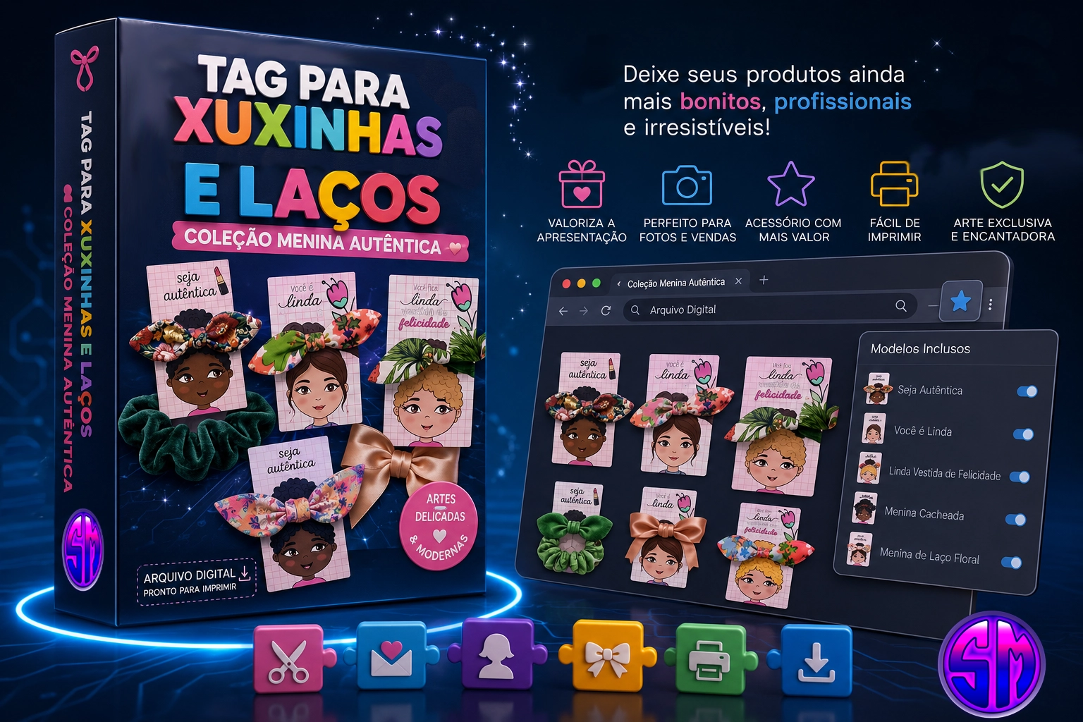 TAG PARA XUXINHAS E LAÇOS – COLEÇÃO MULHERES